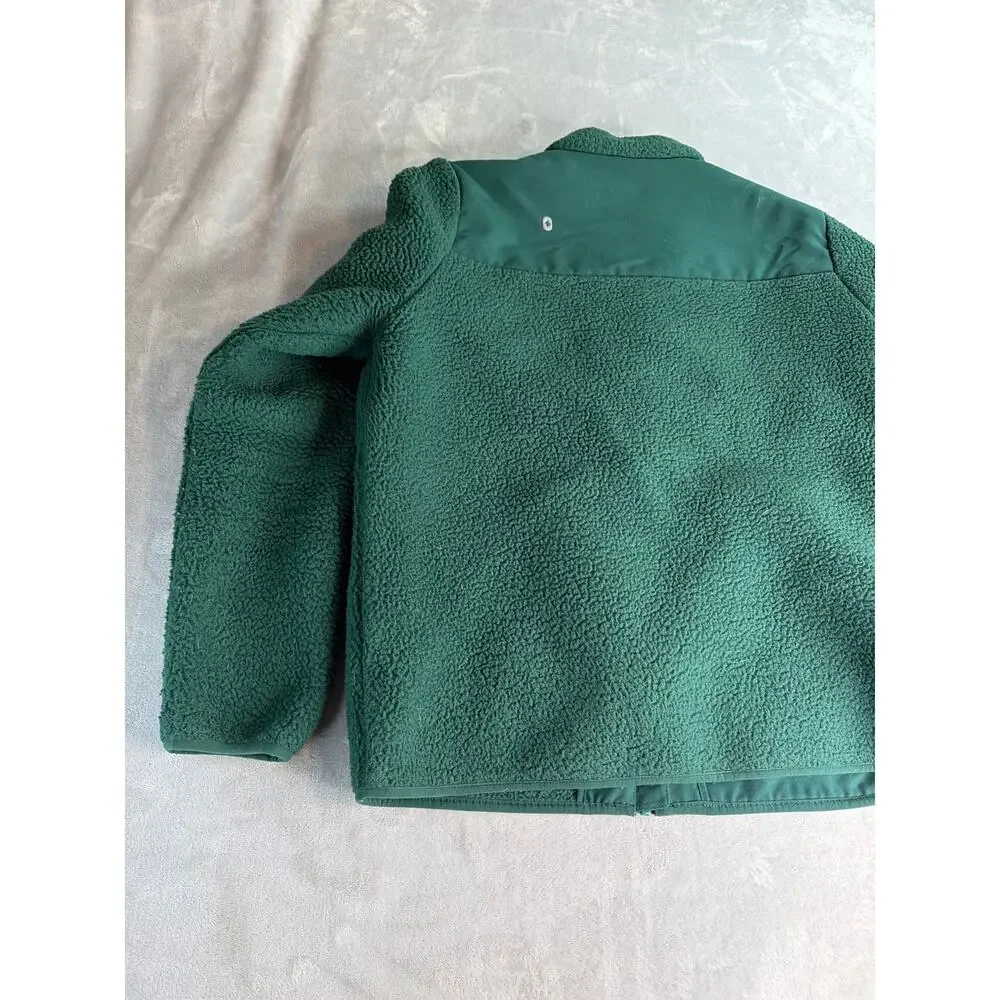 FIGS On-Shift Sherpa Jacket Green Full Zip Fleece Scrub Coat large